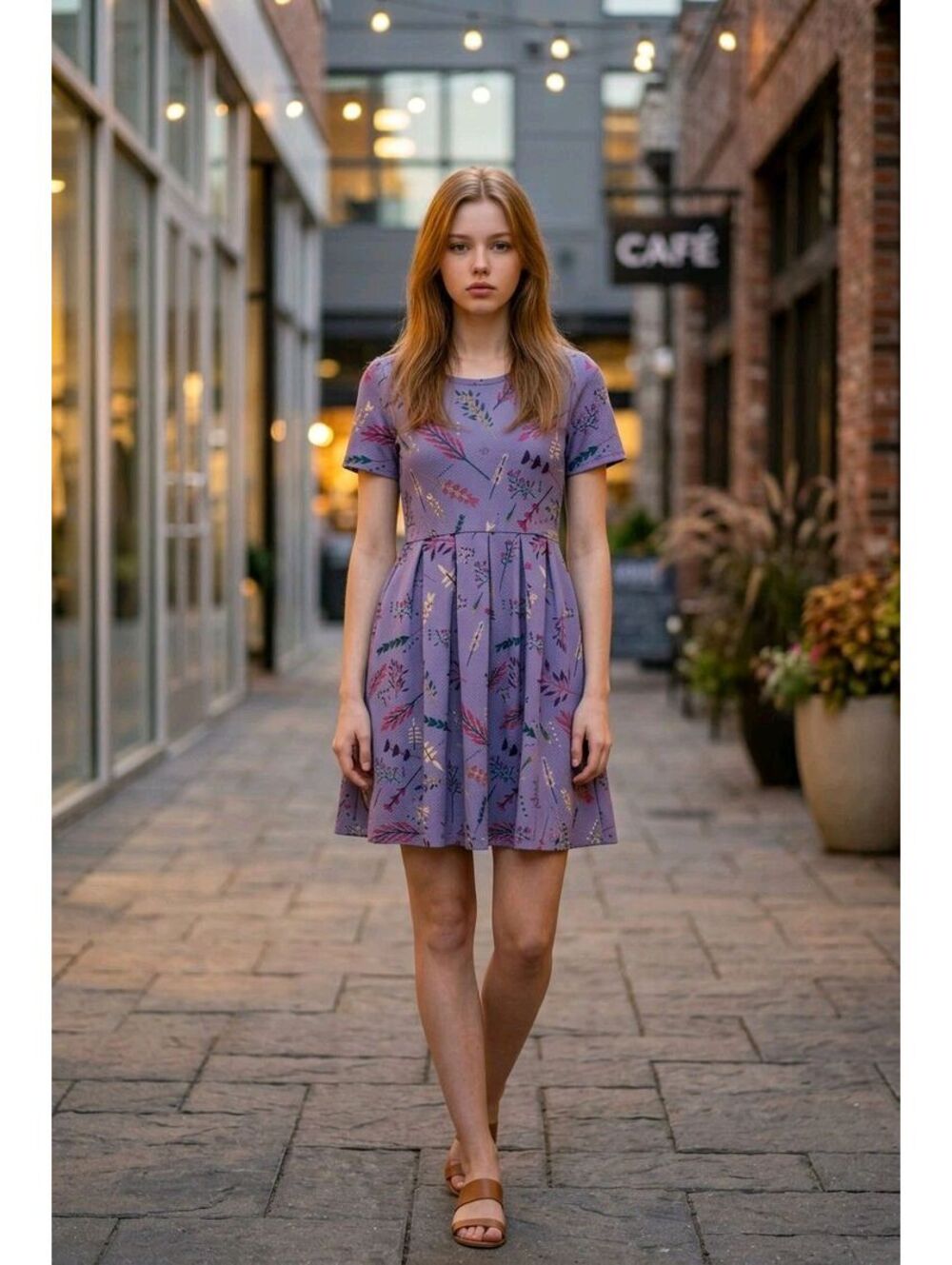 389. Floral Print Lavender Fit & Flare Dress